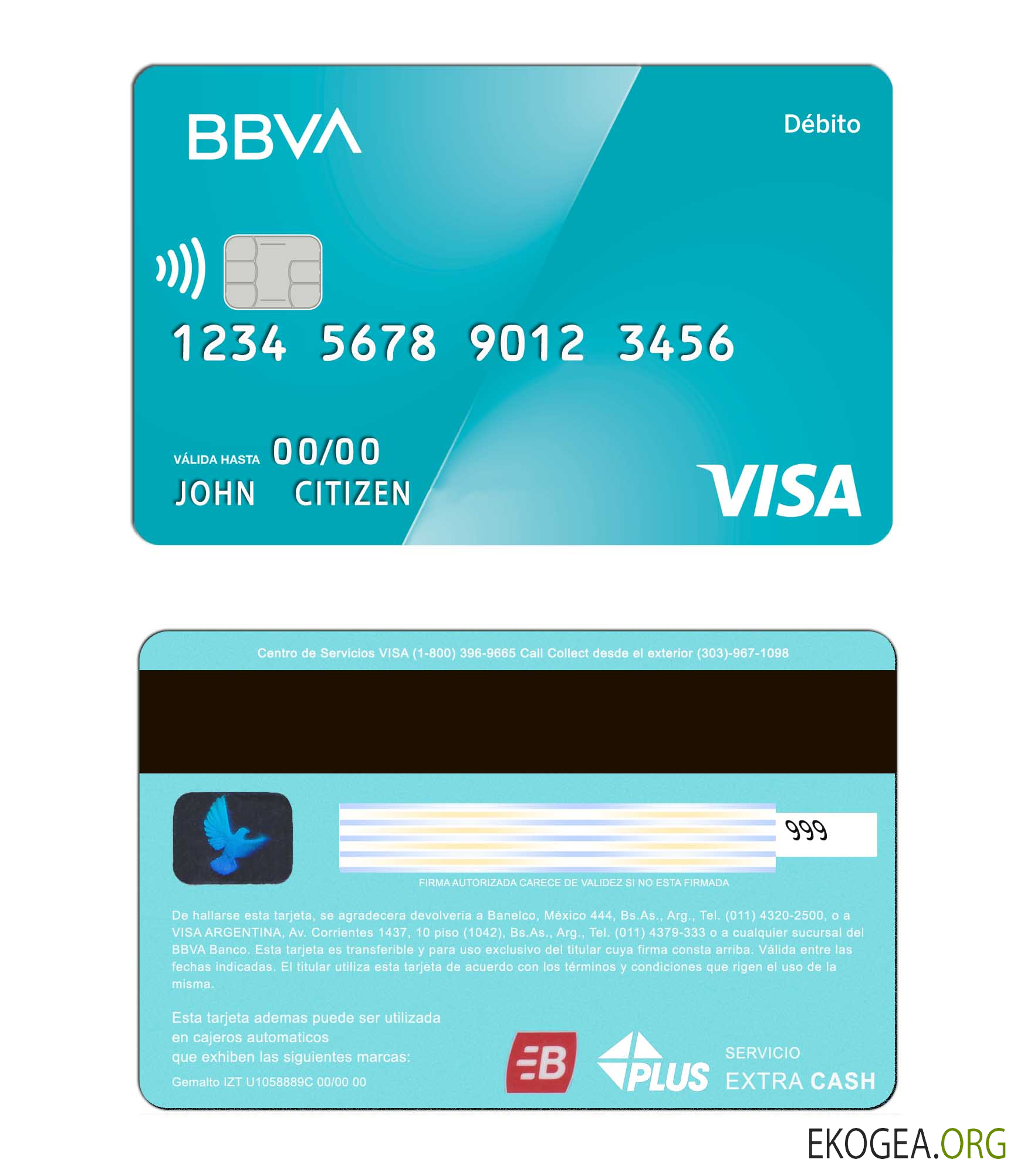 Carte de débit Visa de la banque BBVA Argentine